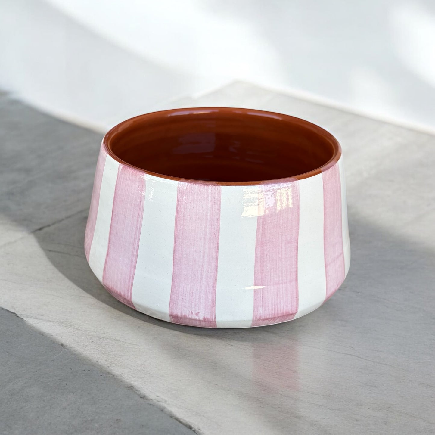 Grand bol rayures mauves en grès