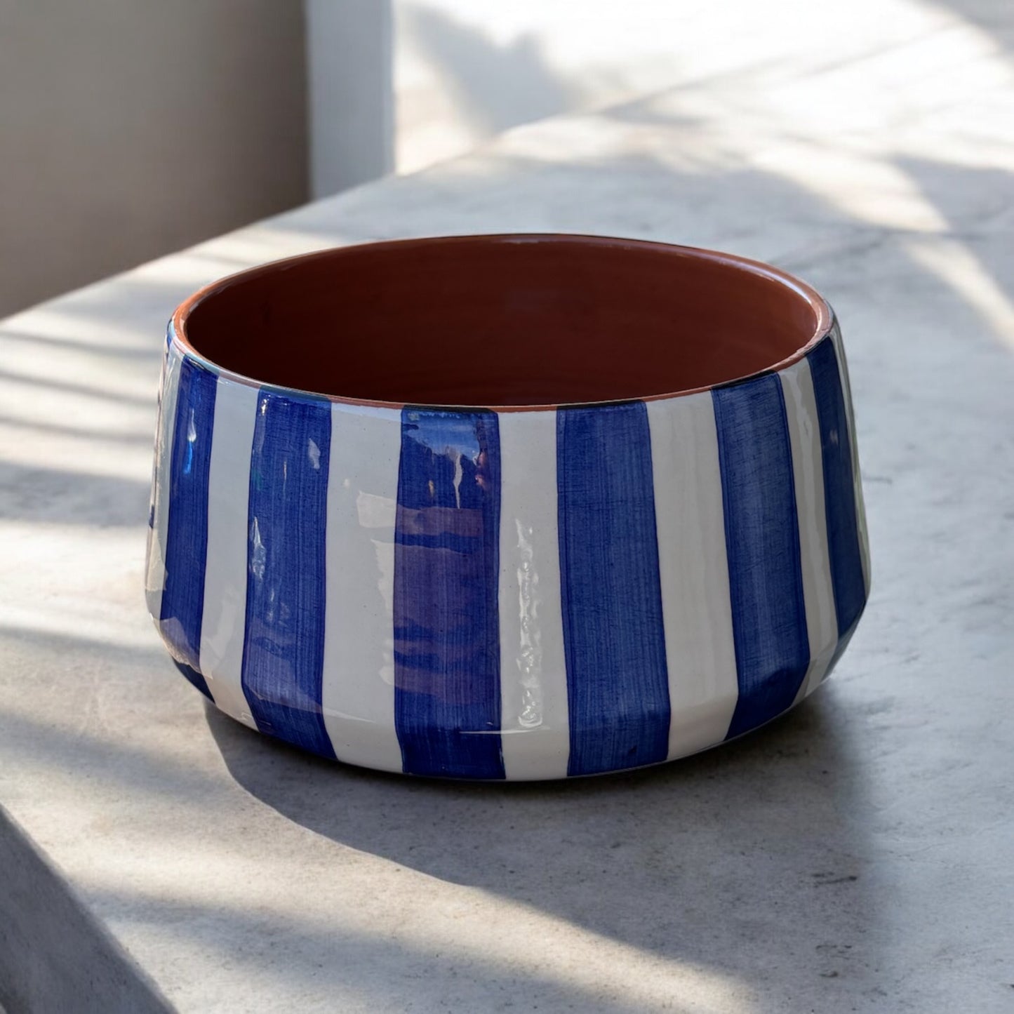 Saladier rayures bleues en grès