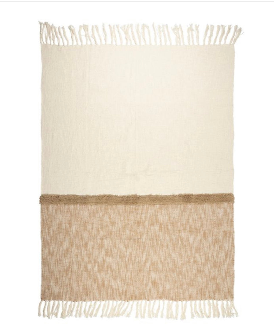 Plaid Tufte Klosen Écru & Beige – 100% Coton