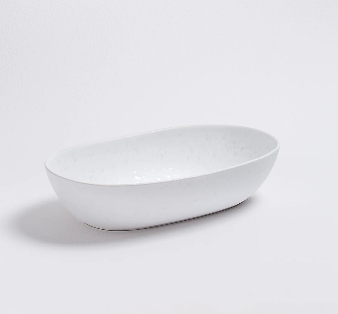 Plat/Saladier Blanc sable grès