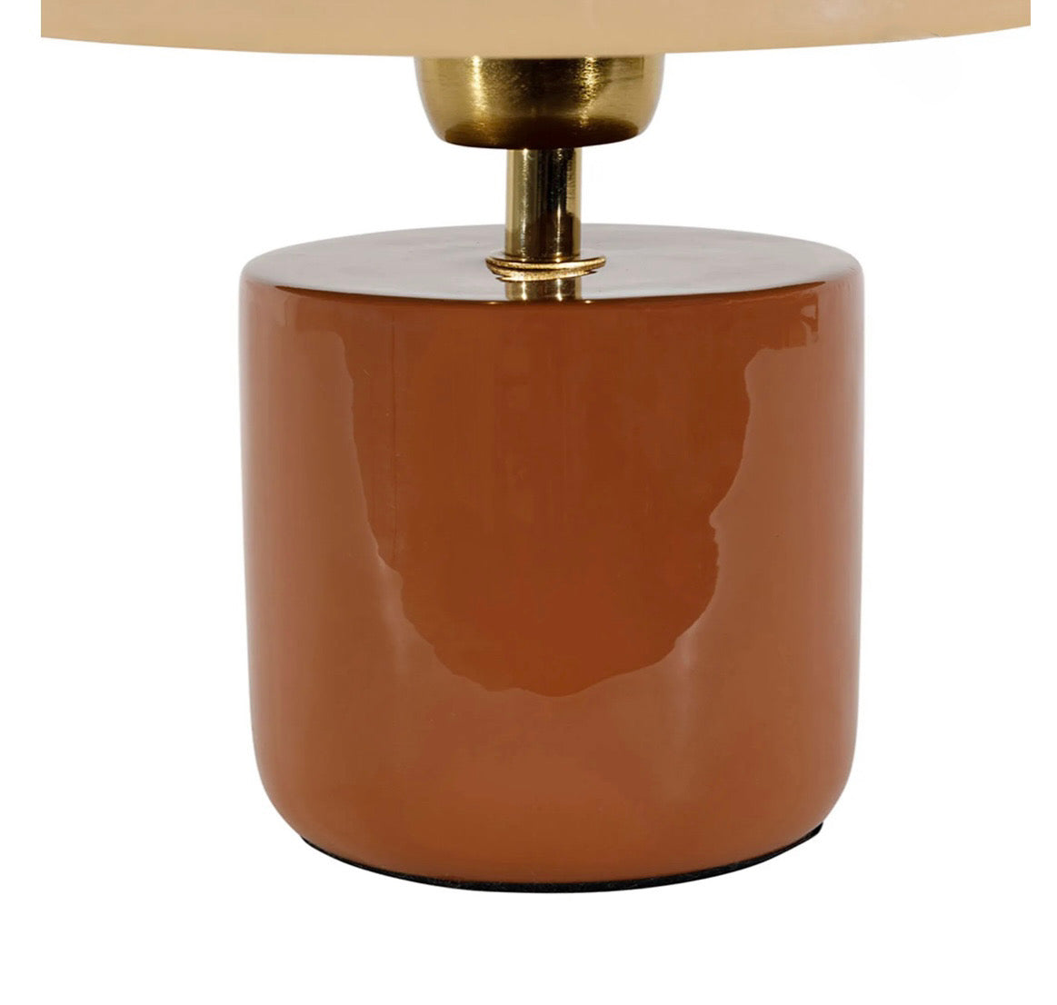 Lampe champignon en fer terracotta et beige h24cm - Champart