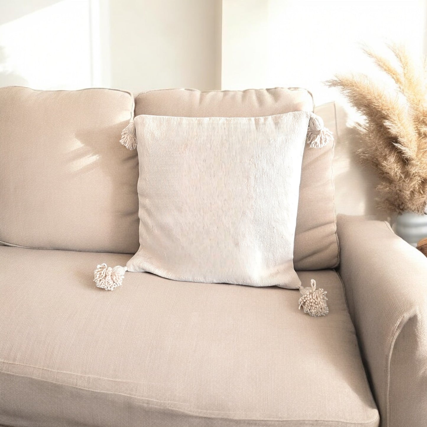 Coussin à pompons Blanc