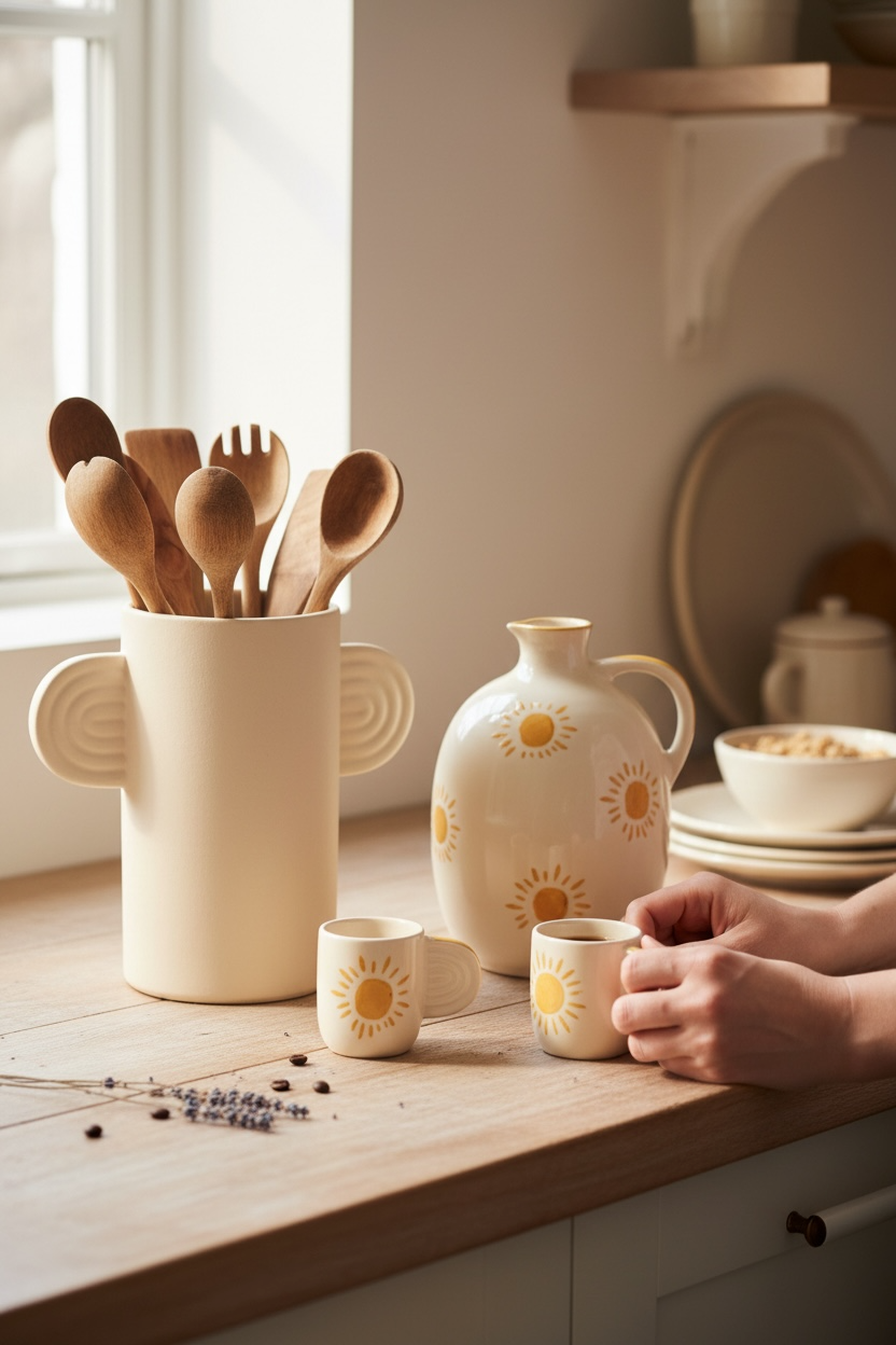 Pichet en céramique soleil - Oustao