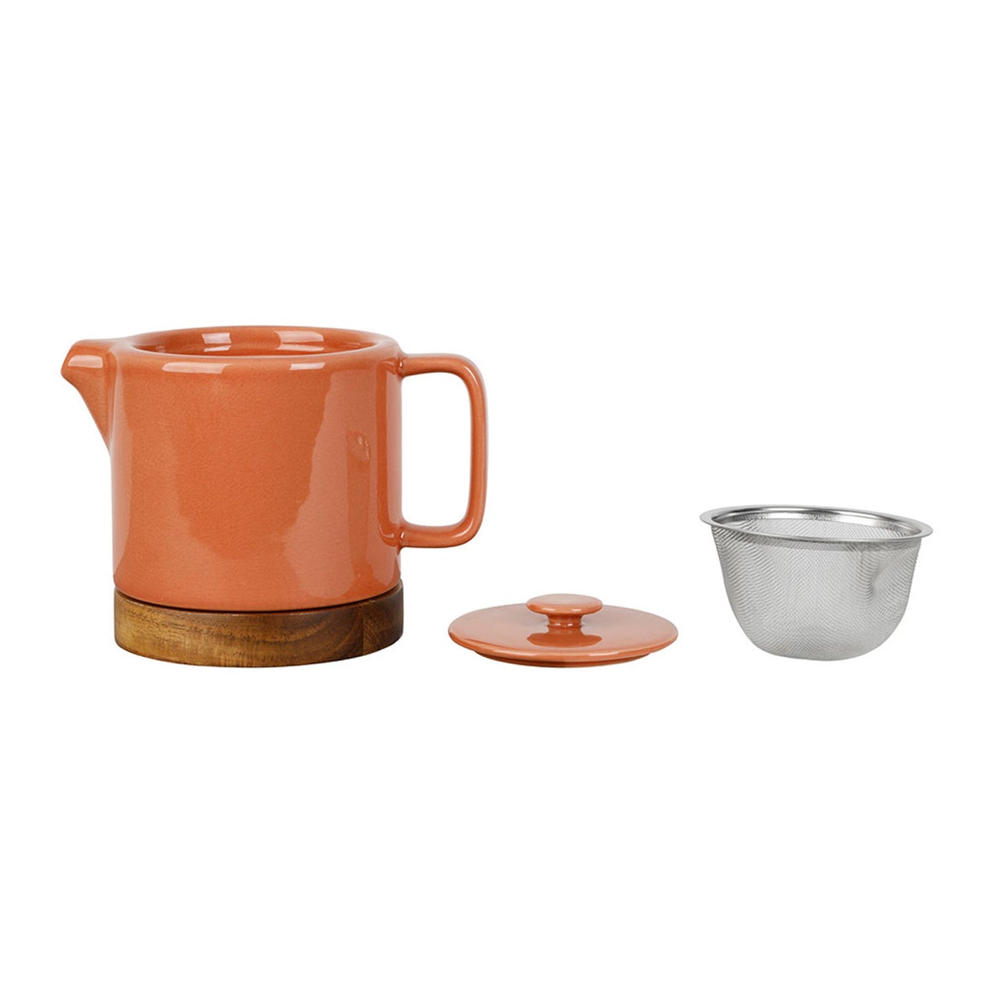 Théière 70cL en grès terracotta craquelé avec filtre - Nordika