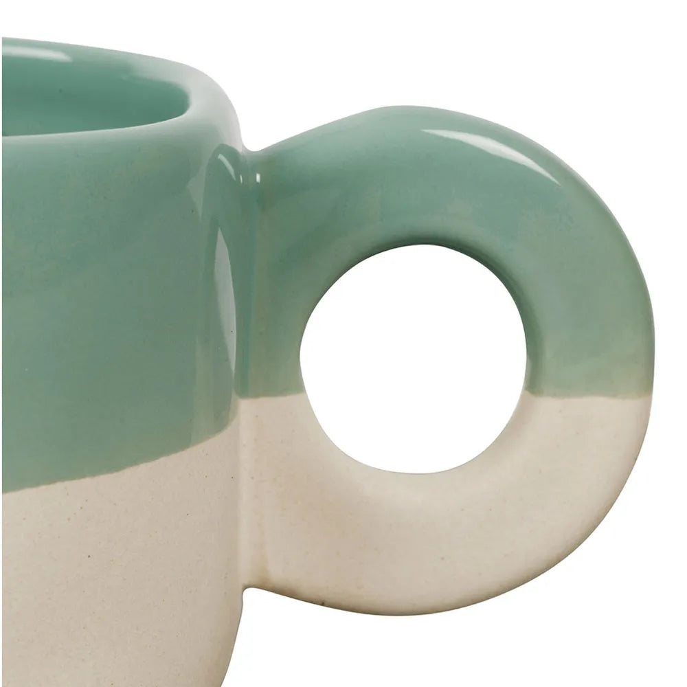 Tasse à thé en grès - sauge et écru