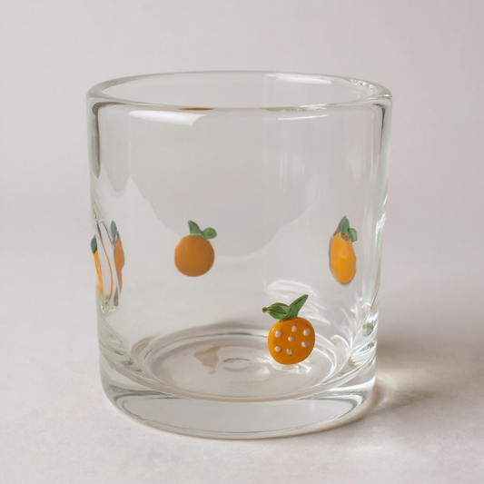 Verre à motifs oranges