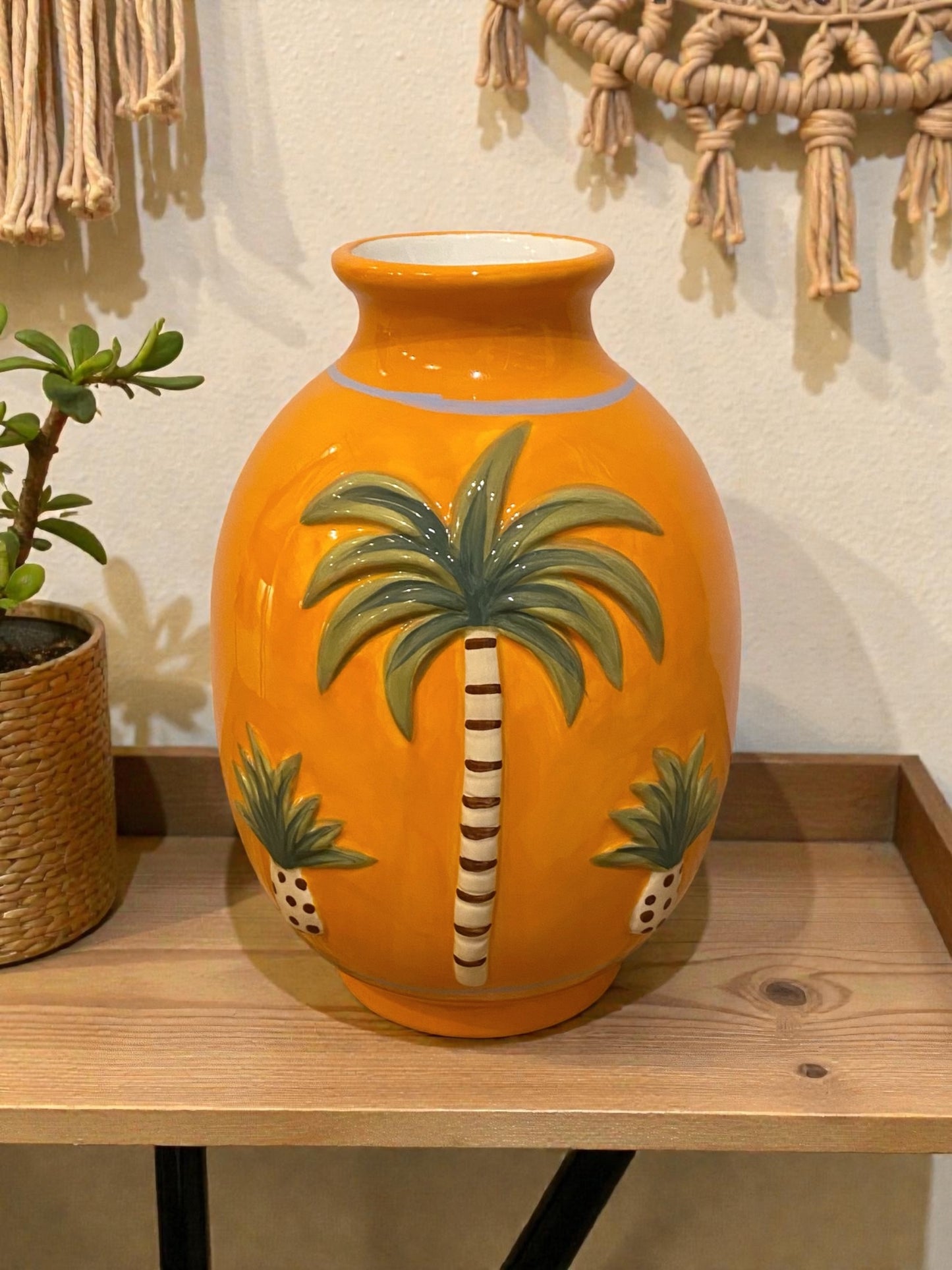 Vase palmier orange ovale