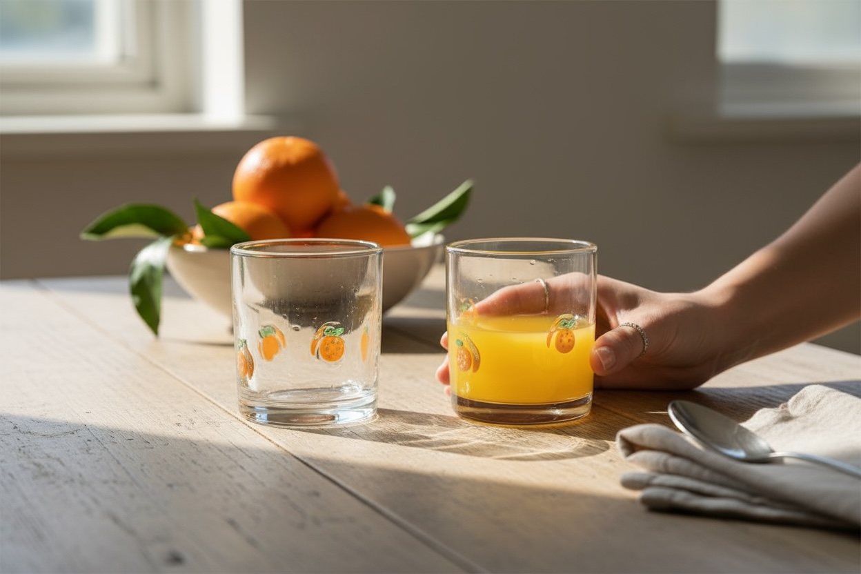 Verre à motifs oranges