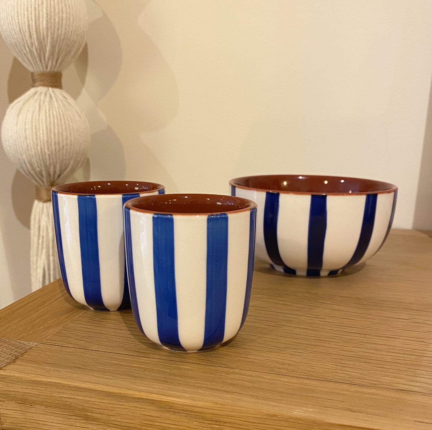 Tasse à café à rayures - bleu