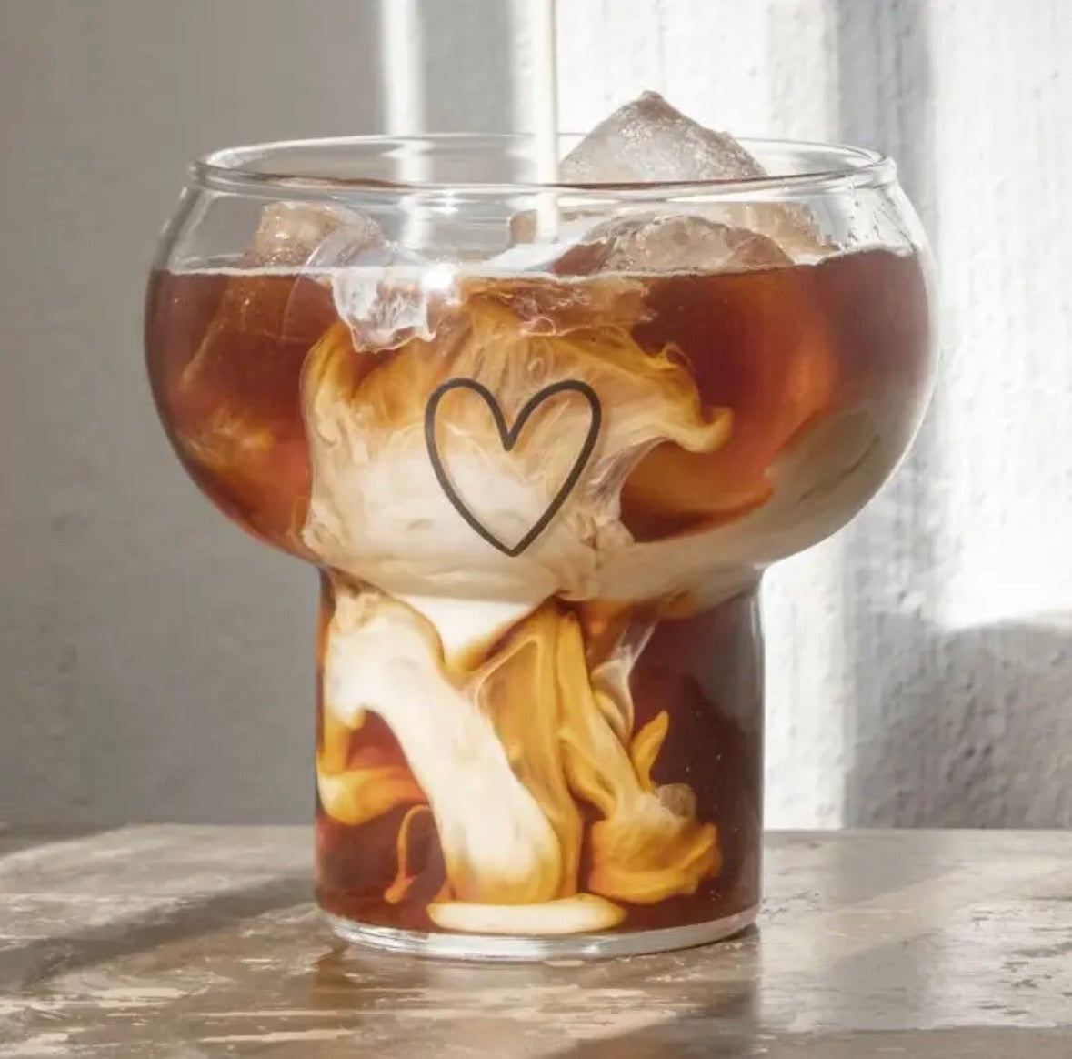 Verre cœur bulle