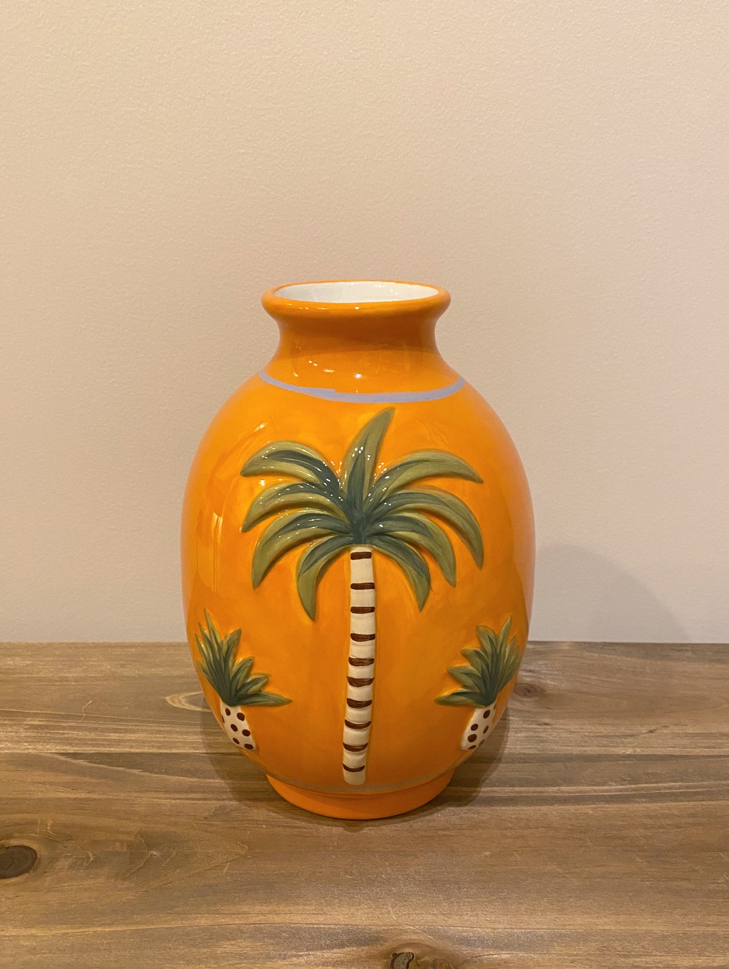 Vase palmier orange ovale