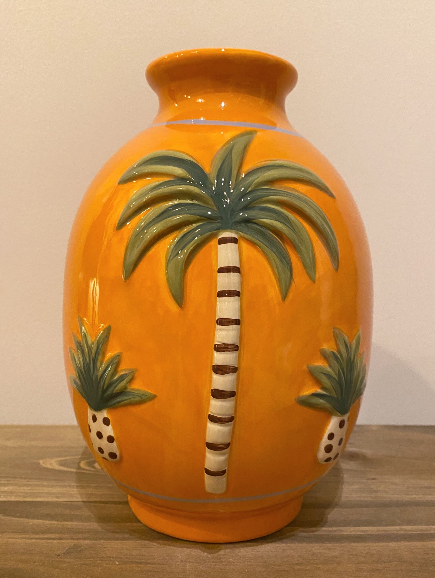 Vase palmier orange ovale