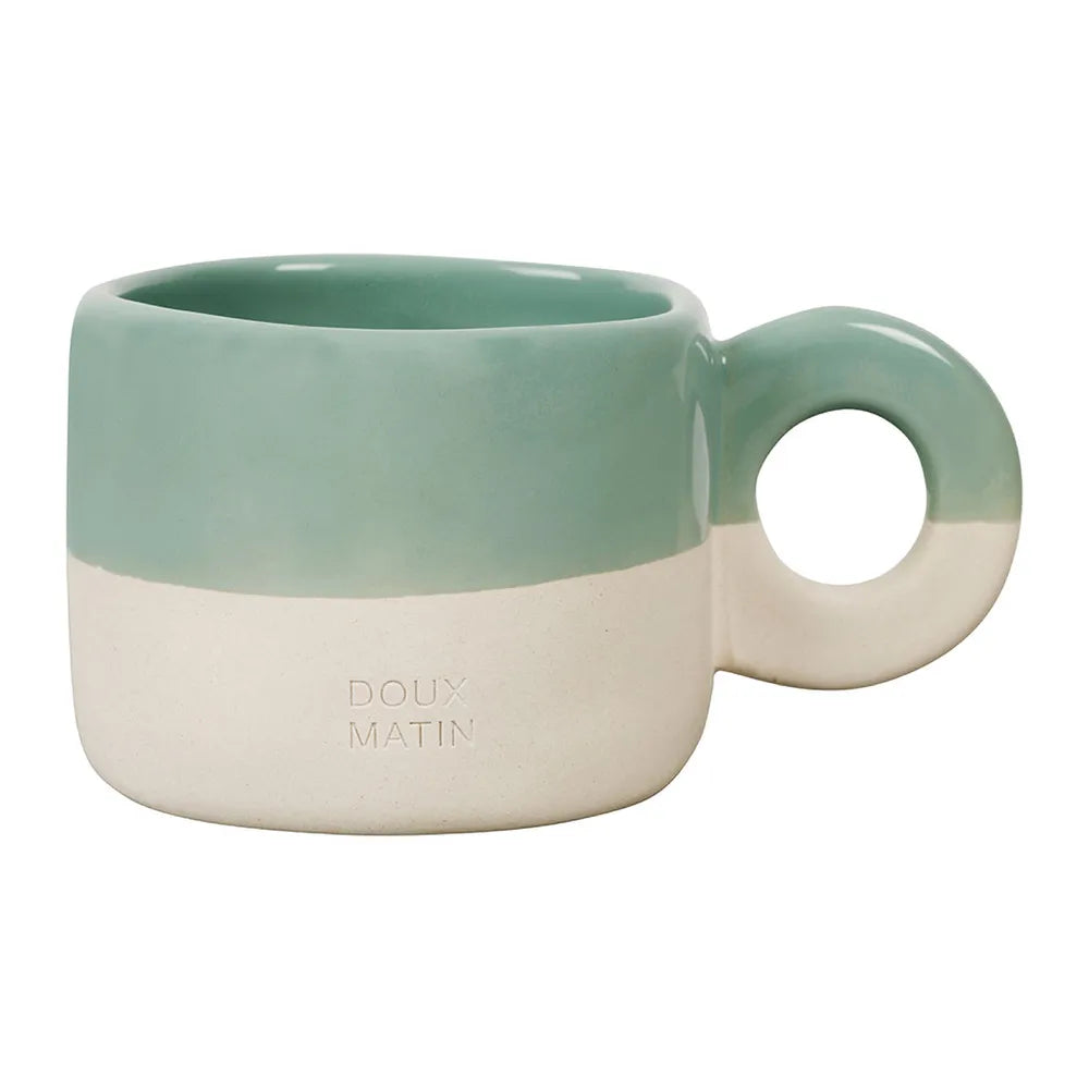 Tasse à thé en grès - sauge et écru