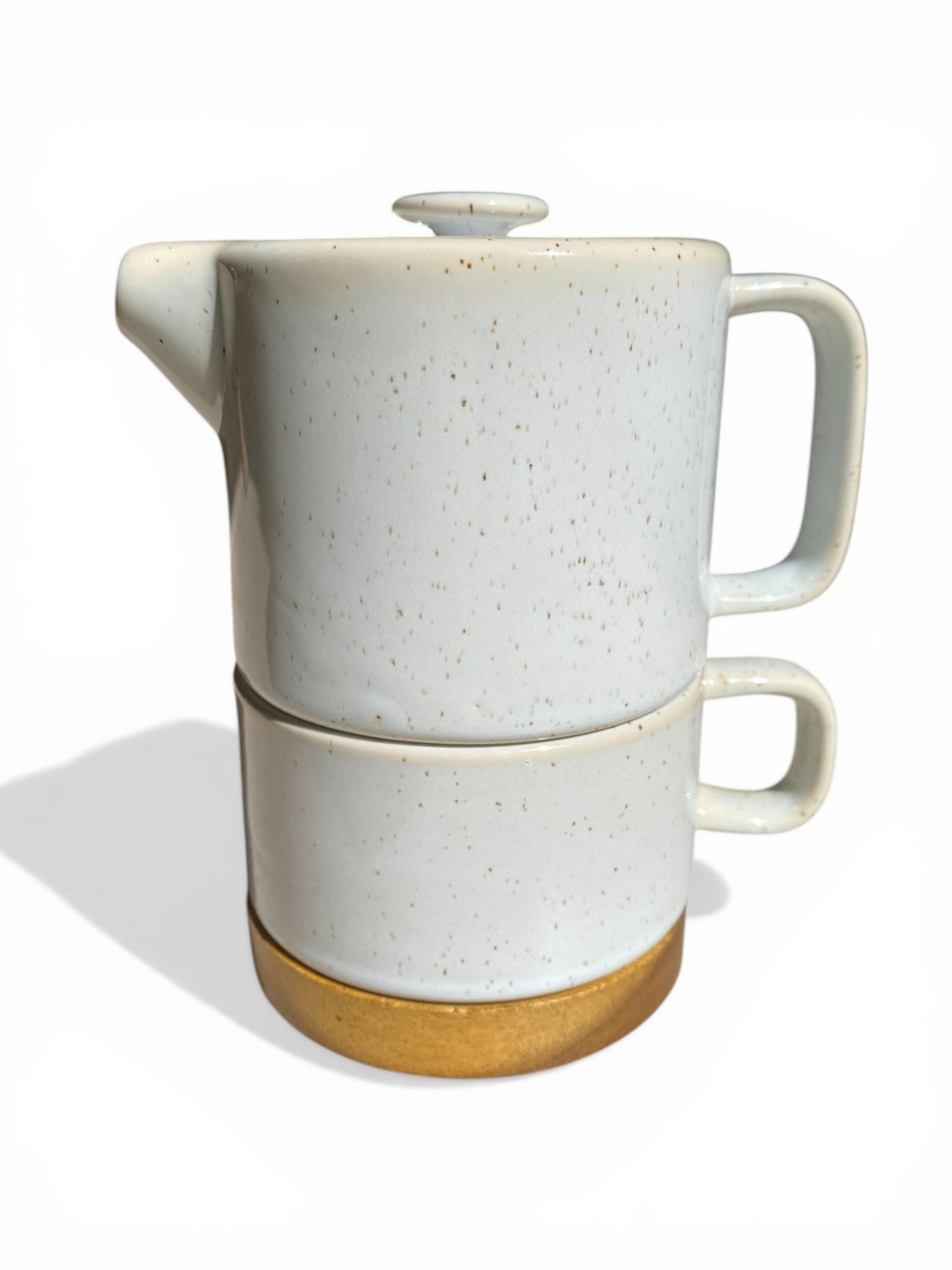 Théière + tasse blanche mouchetée Nordika