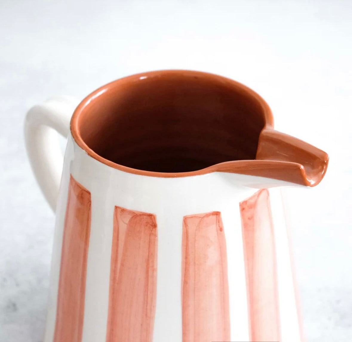 Pichet à rayures terracotta en grès – 2L