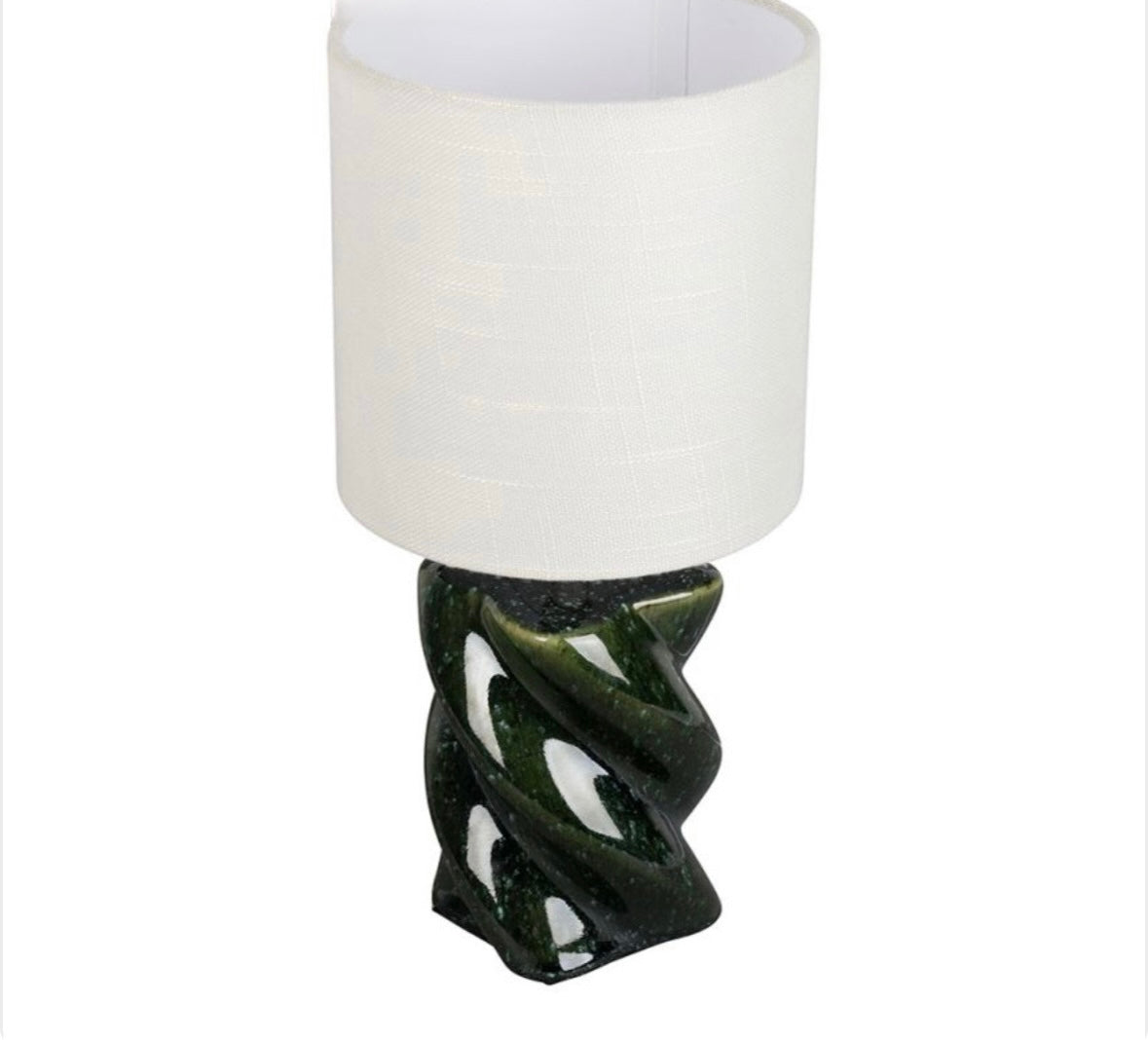 LAMPE NIRA EMERAUDE+BLANC D15.5XH31.5CM CERAMIQUE