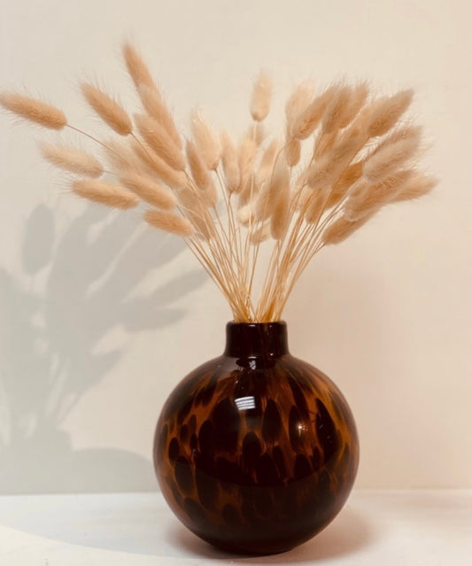 Vase rond léopard en verre épais