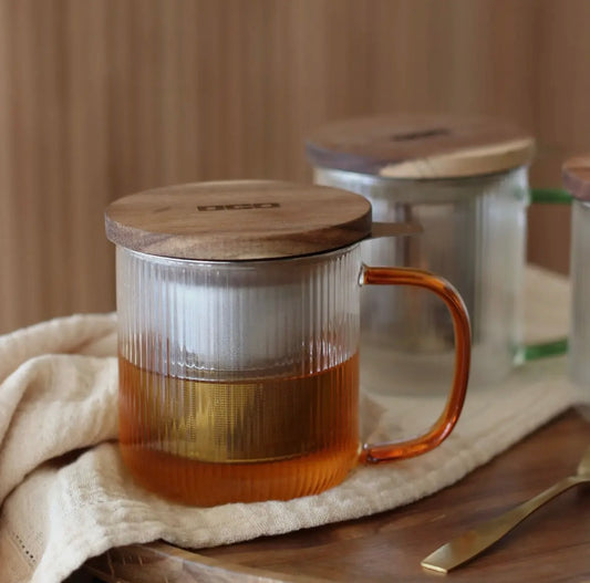 Tisanière 300ml en verre anse ambre