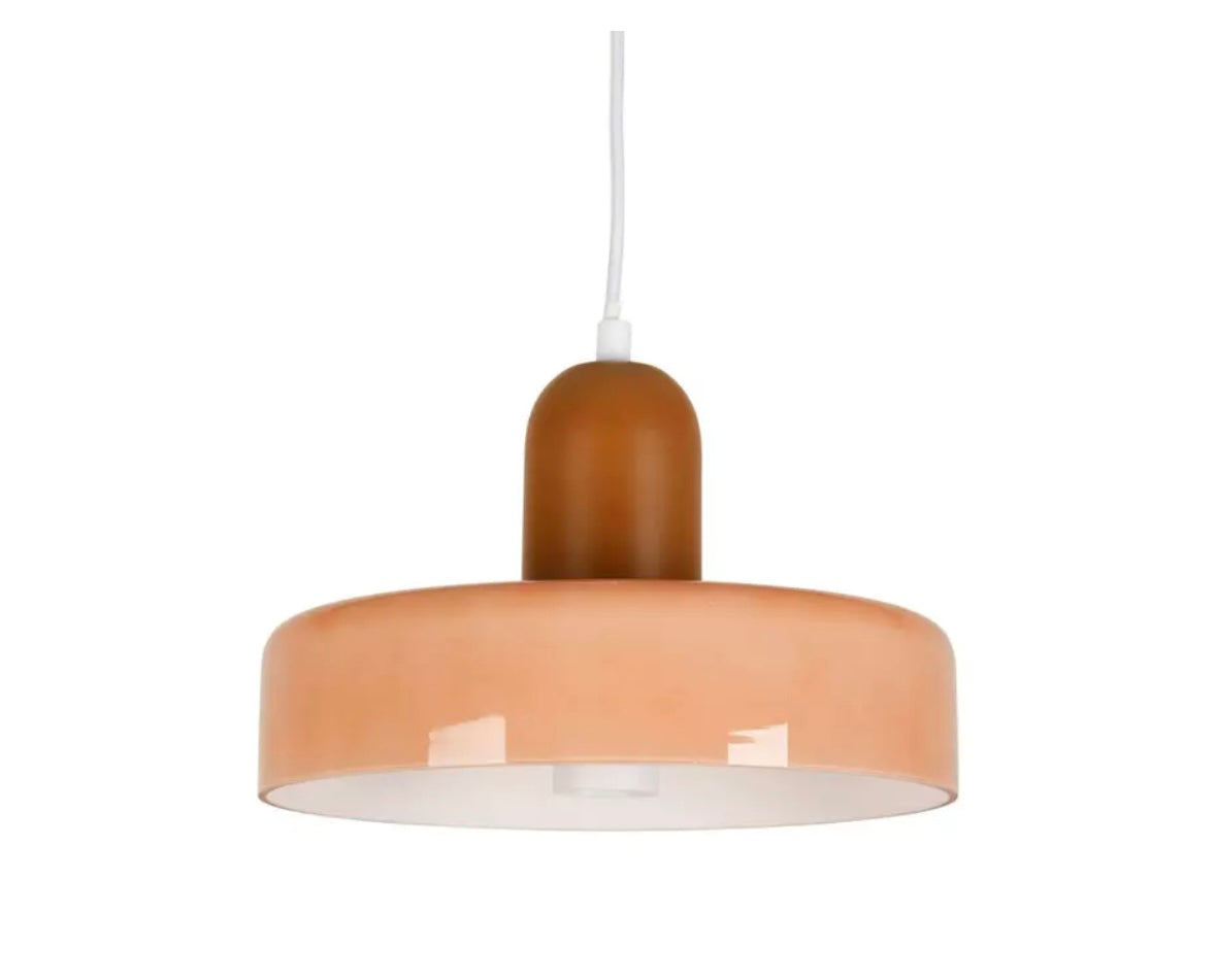 SUSPENSION ATELIER BRUN+ROSE POUDRE D25X15 VERRE