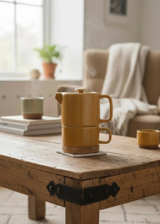 Théière + tasse Nordika moutarde