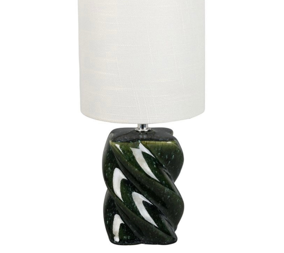 LAMPE NIRA EMERAUDE+BLANC D15.5XH31.5CM CERAMIQUE