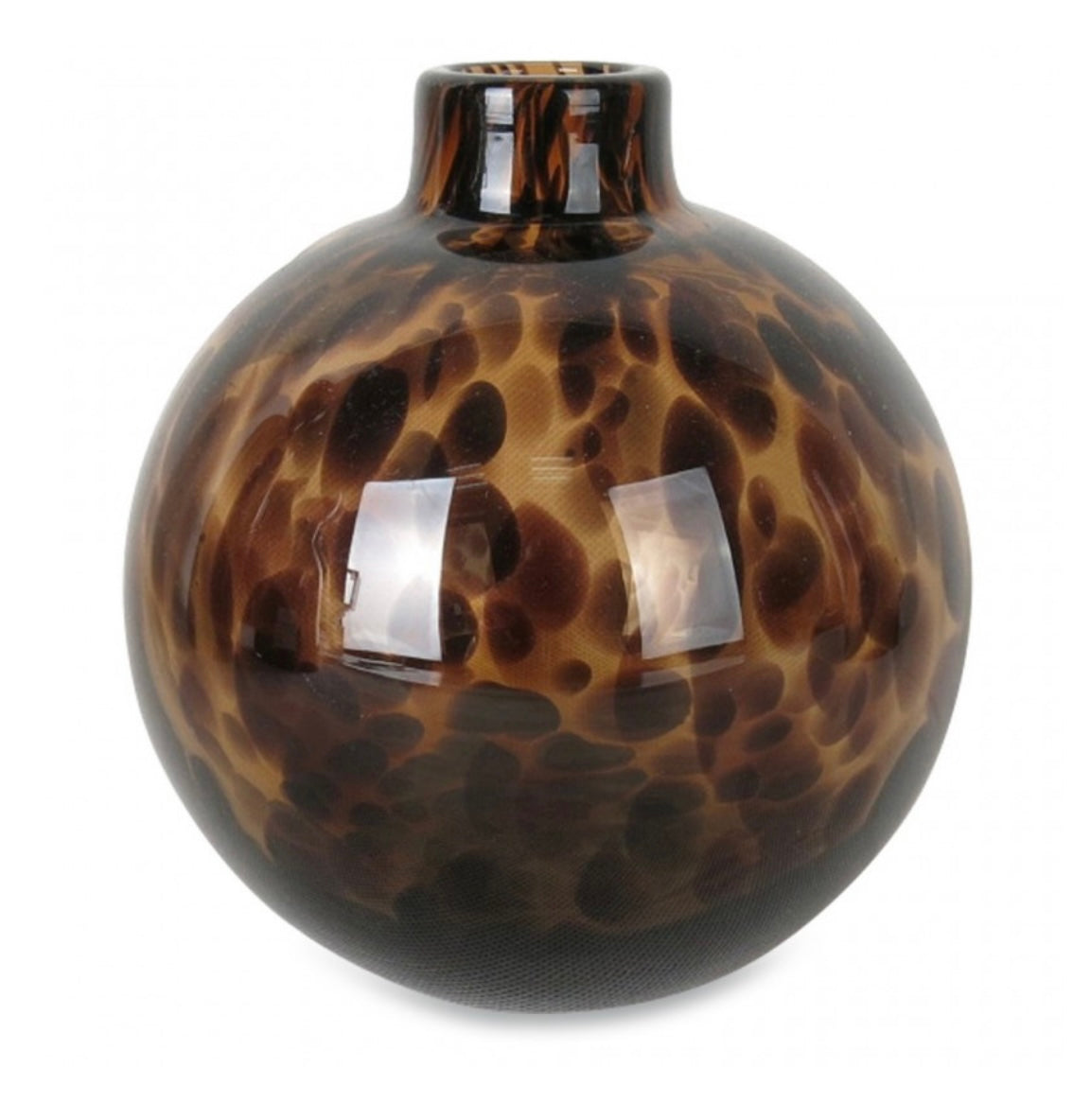 Vase rond léopard en verre épais
