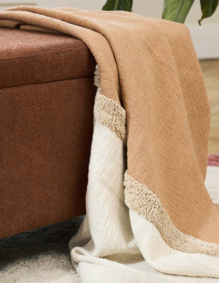 Plaid Tufte Klosen Écru & Beige – 100% Coton