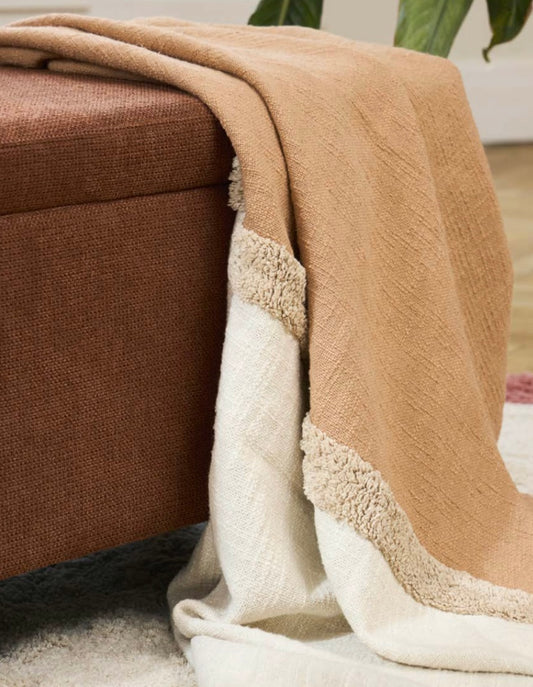 Plaid Tufte Klosen Écru & Beige – 100% Coton