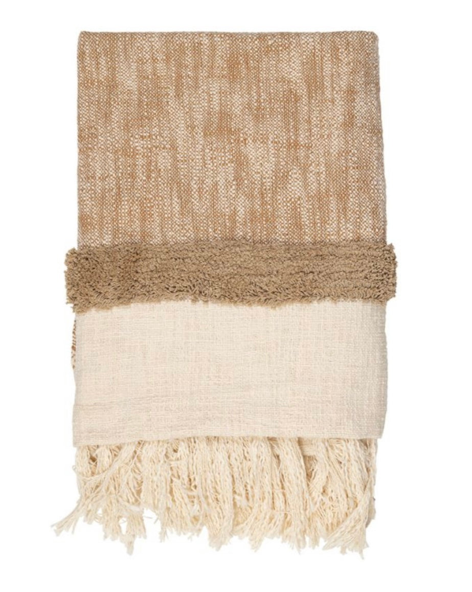 Plaid Tufte Klosen Écru & Beige – 100% Coton