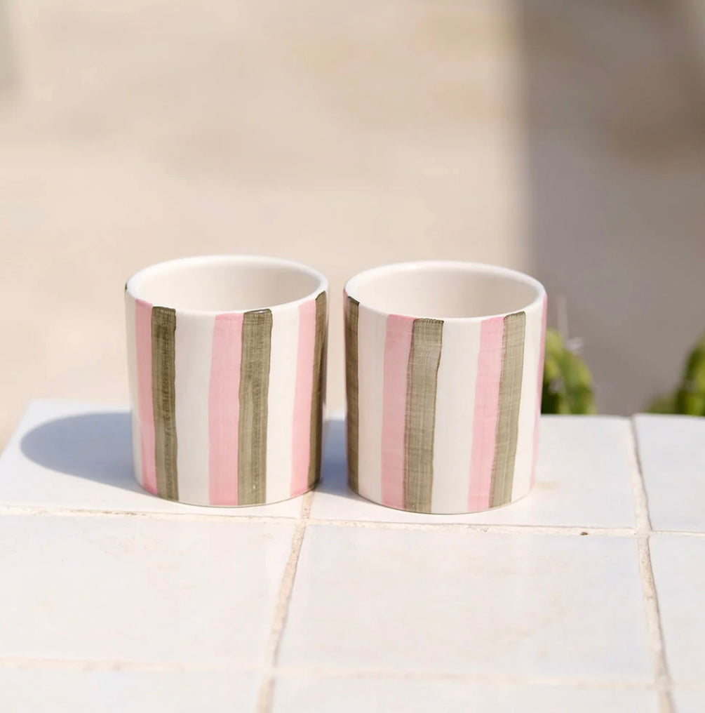 Tasse expresso en céramique à rayures - Oustao