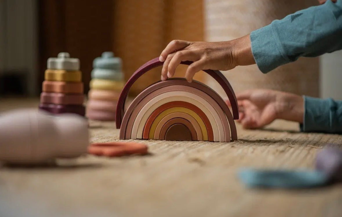 Jouet de construction arc-en-ciel en silicone