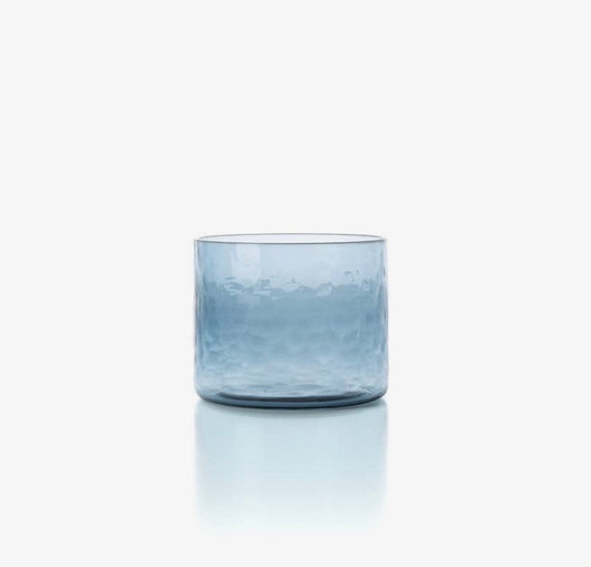 Verre Gobelet Bas Martelé Azure Bleu