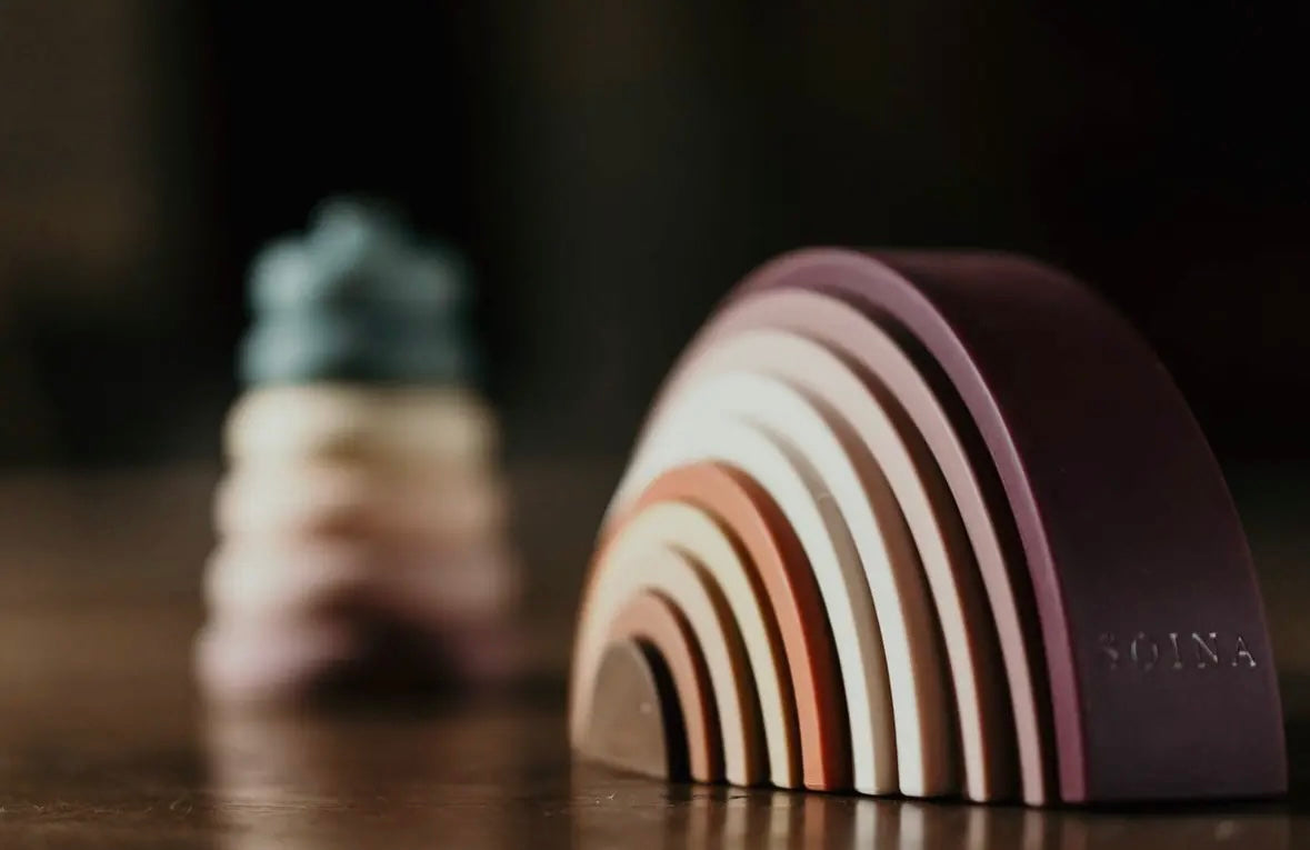 Jouet de construction arc-en-ciel en silicone