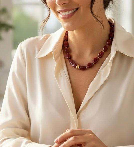 Collier perles Rouges