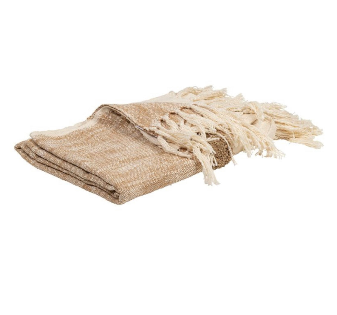 Plaid Tufte Klosen Écru & Beige – 100% Coton