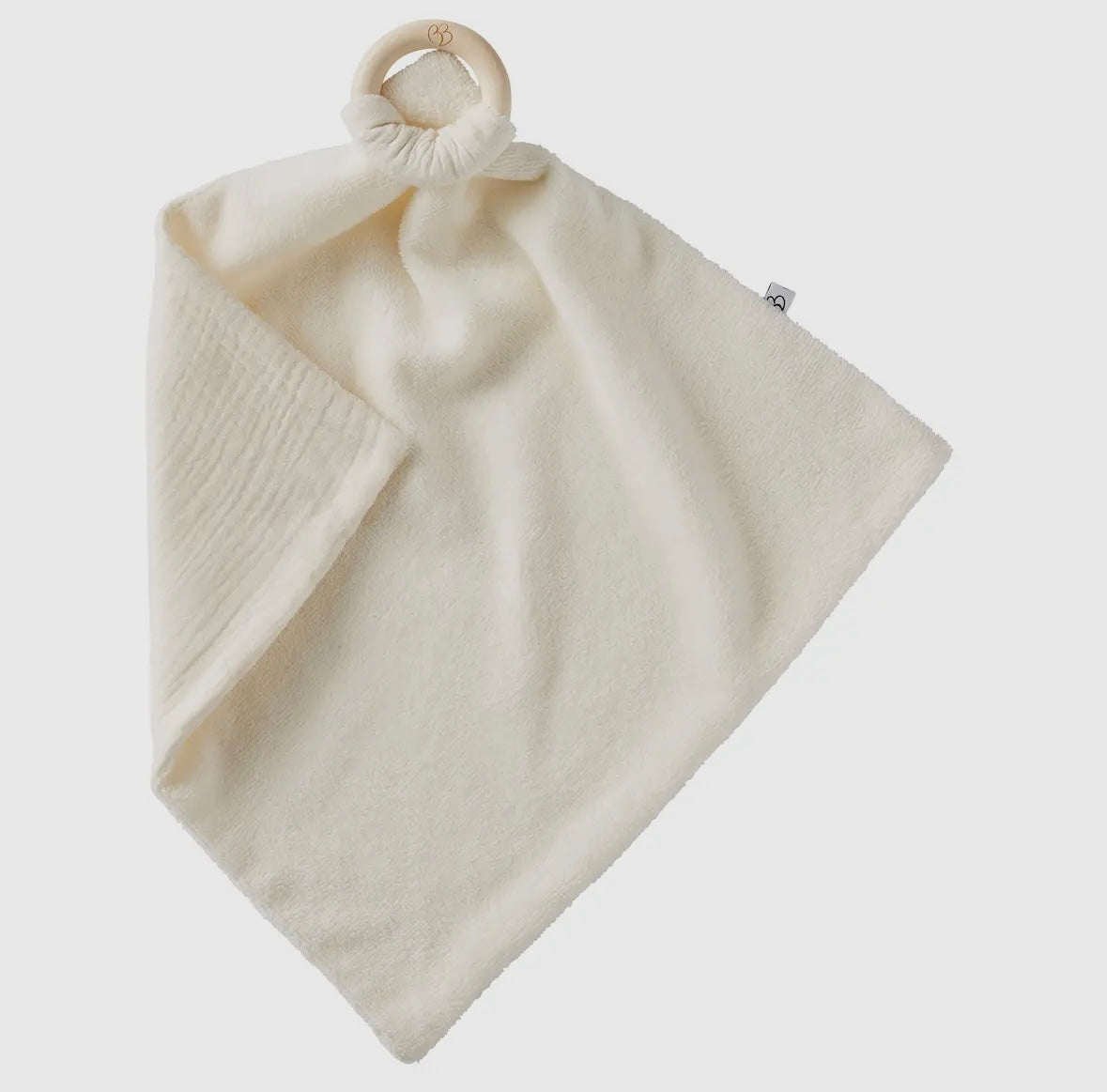 Doudou bi-matière avec anneau de dentition - Mousse de lait