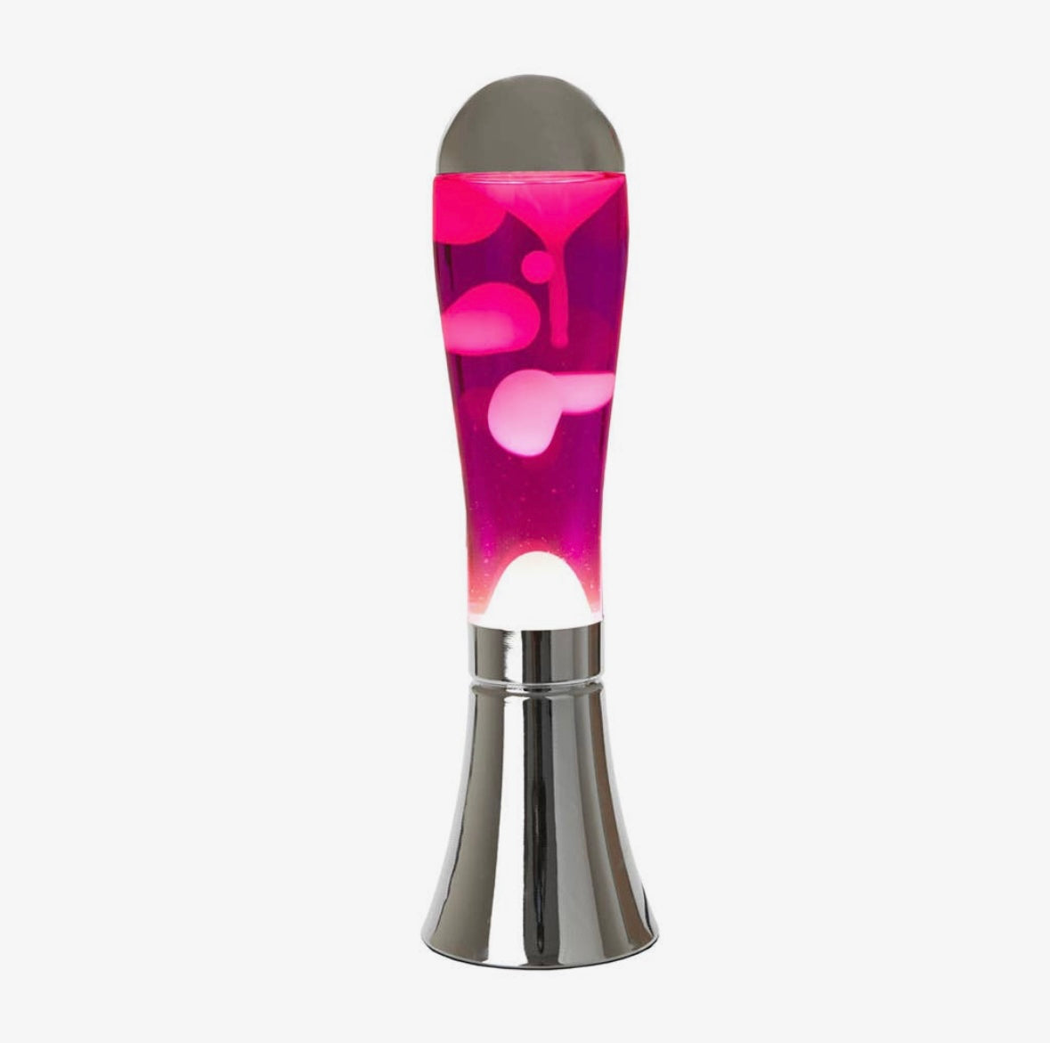Lampe à Lave Magma Aluminium Argenté & Rose – 45 cm