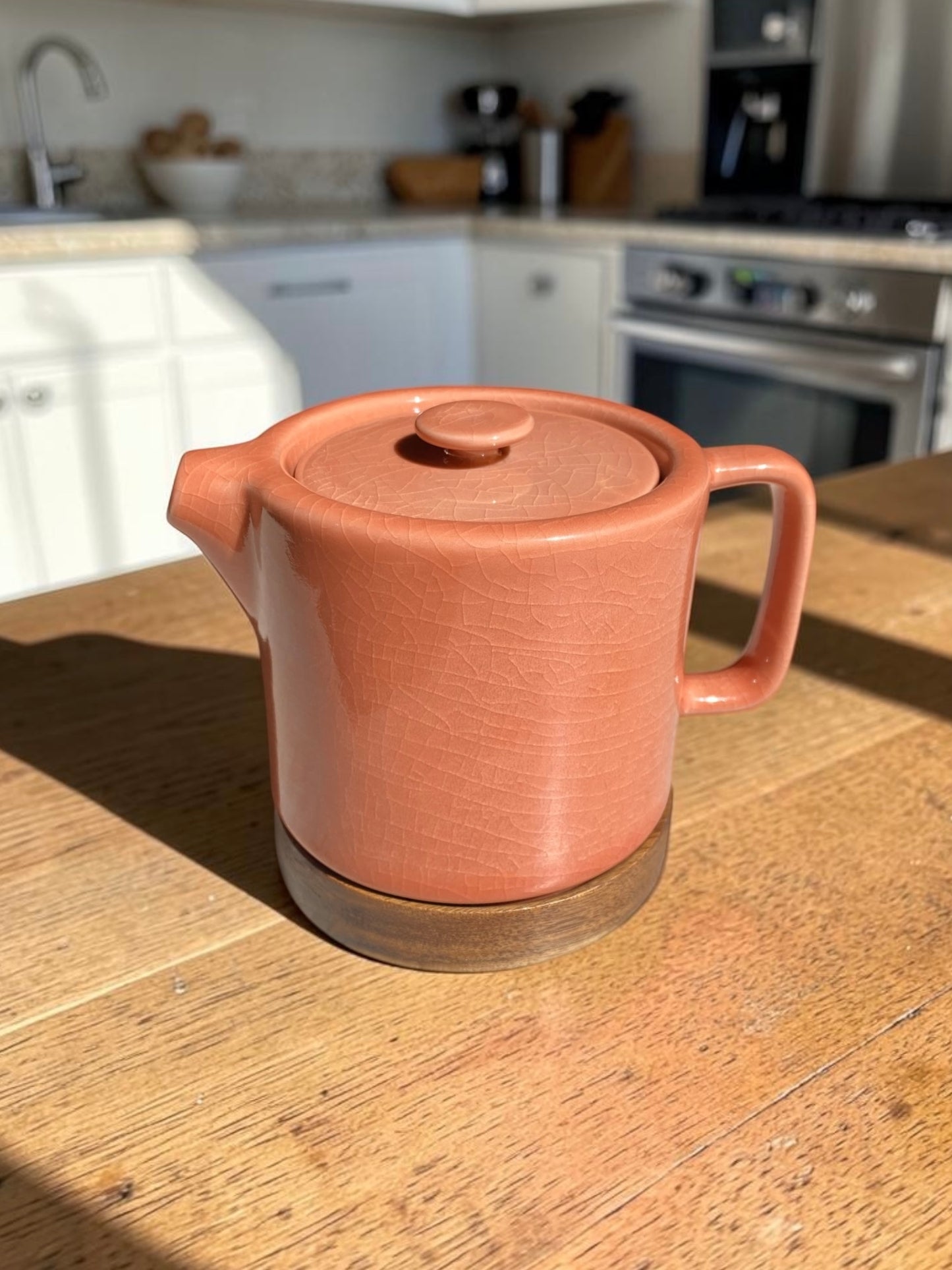 Théière 70cL en grès terracotta craquelé avec filtre - Nordika