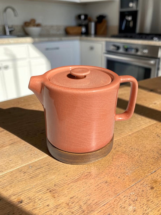 Théière 70cL en grès terracotta craquelé avec filtre - Nordika