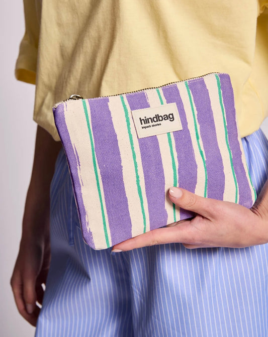 Pochette Lou Rayures Vert et Parme