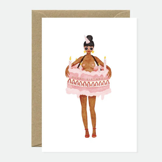 Carte d'anniversaire Girl in a cake - ATWS