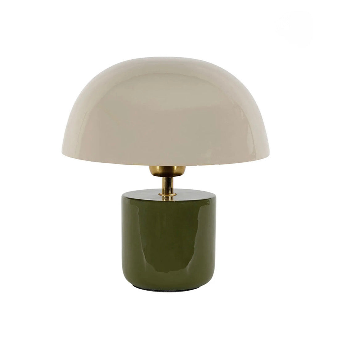 Lampe champignon en fer vert et écru h24cm - Champart