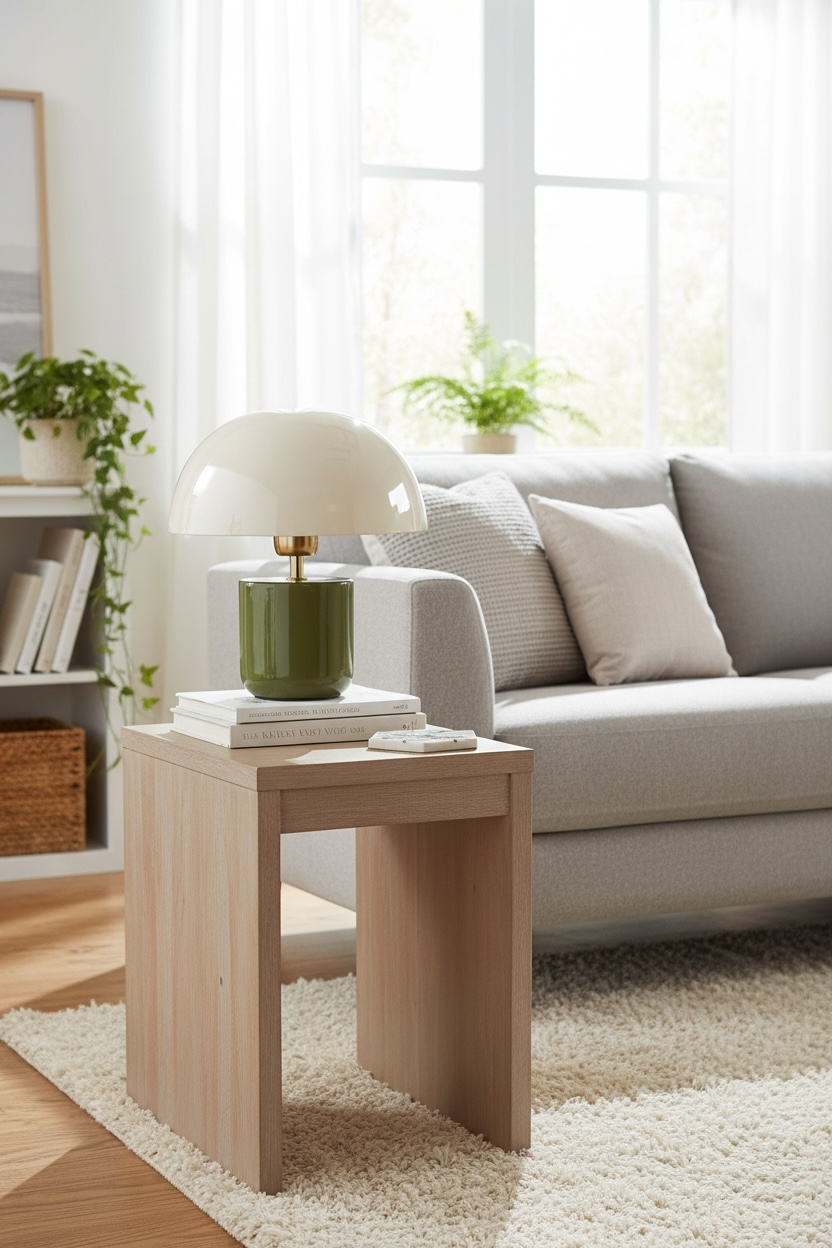 Lampe champignon en fer vert et écru h24cm - Champart