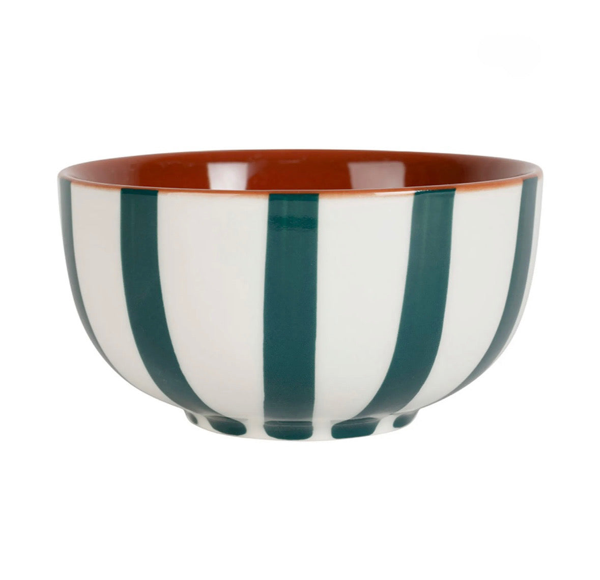 Bol en grès rayé émeraude et blanc 35cl
