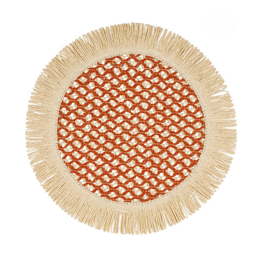 Set de table rond terracotta et naturel d38cm