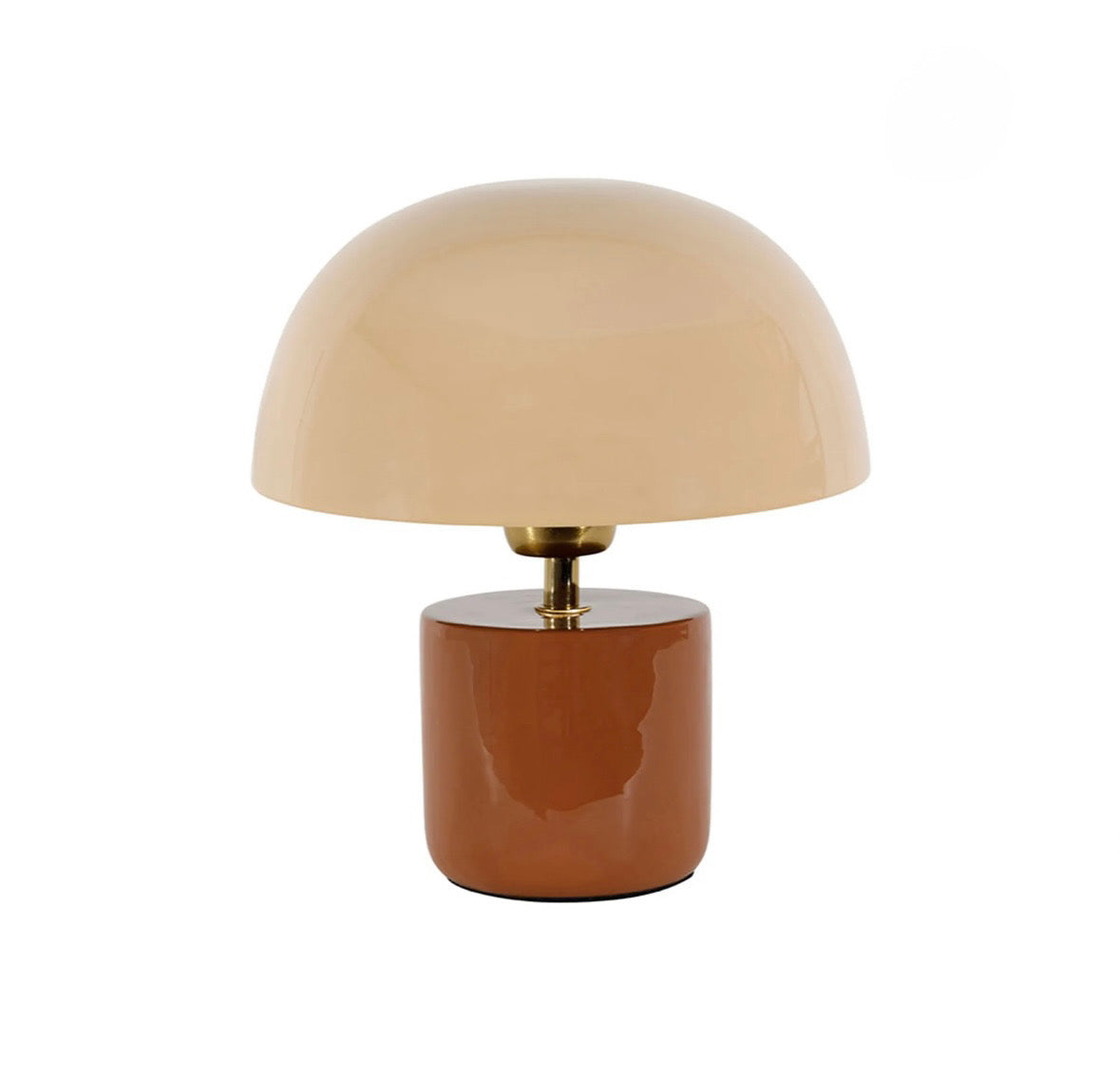 Lampe champignon en fer terracotta et beige h24cm - Champart