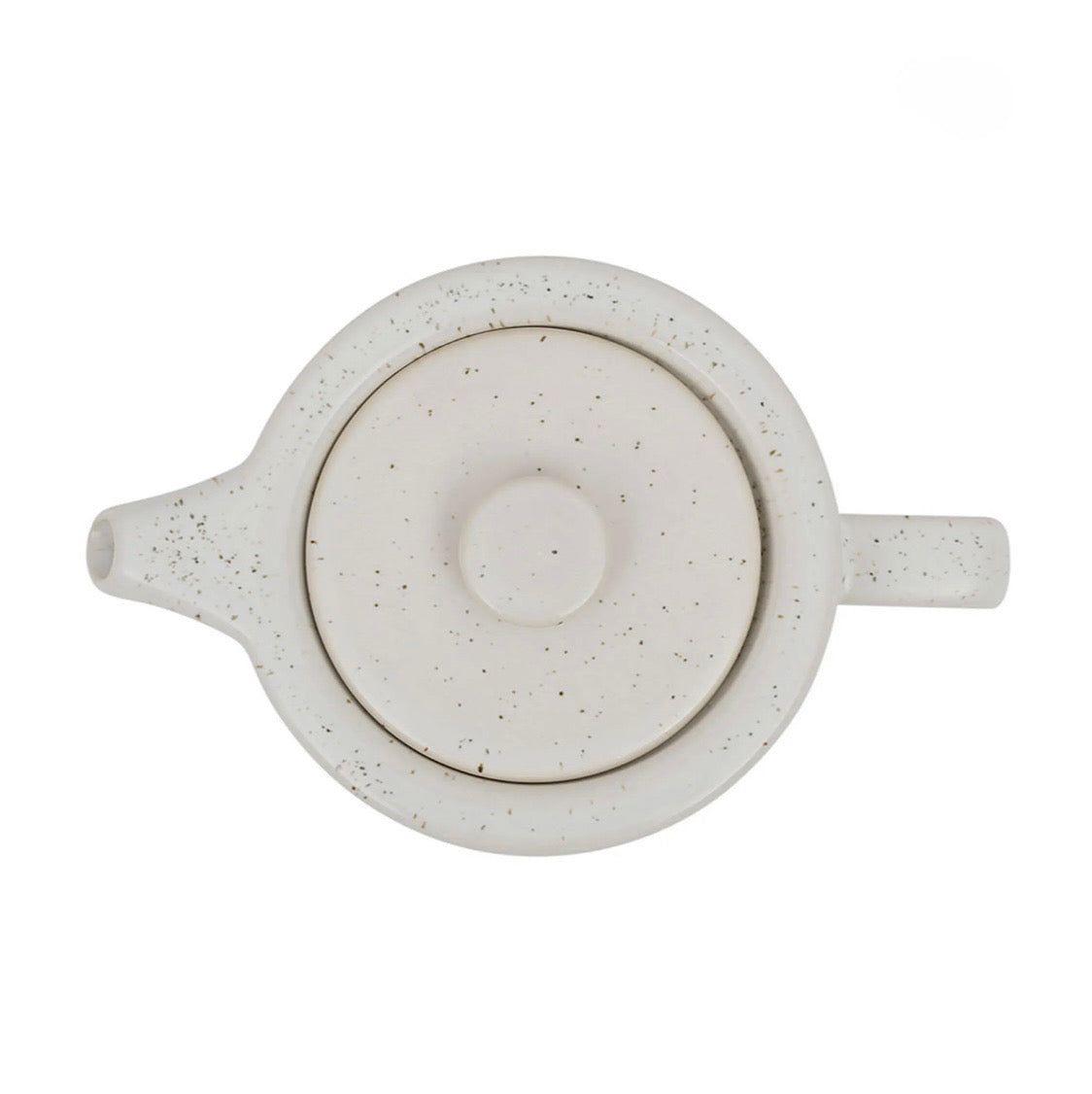 Théière avec filtre blanc moucheté 1.15l en grès et dessous en bois - nordika