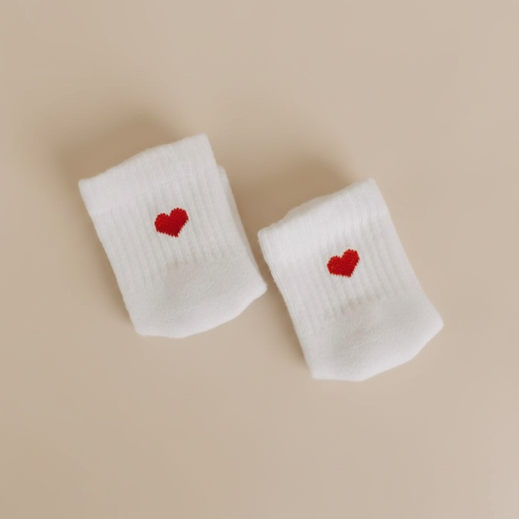 Chaussettes bébé cœur rouge
