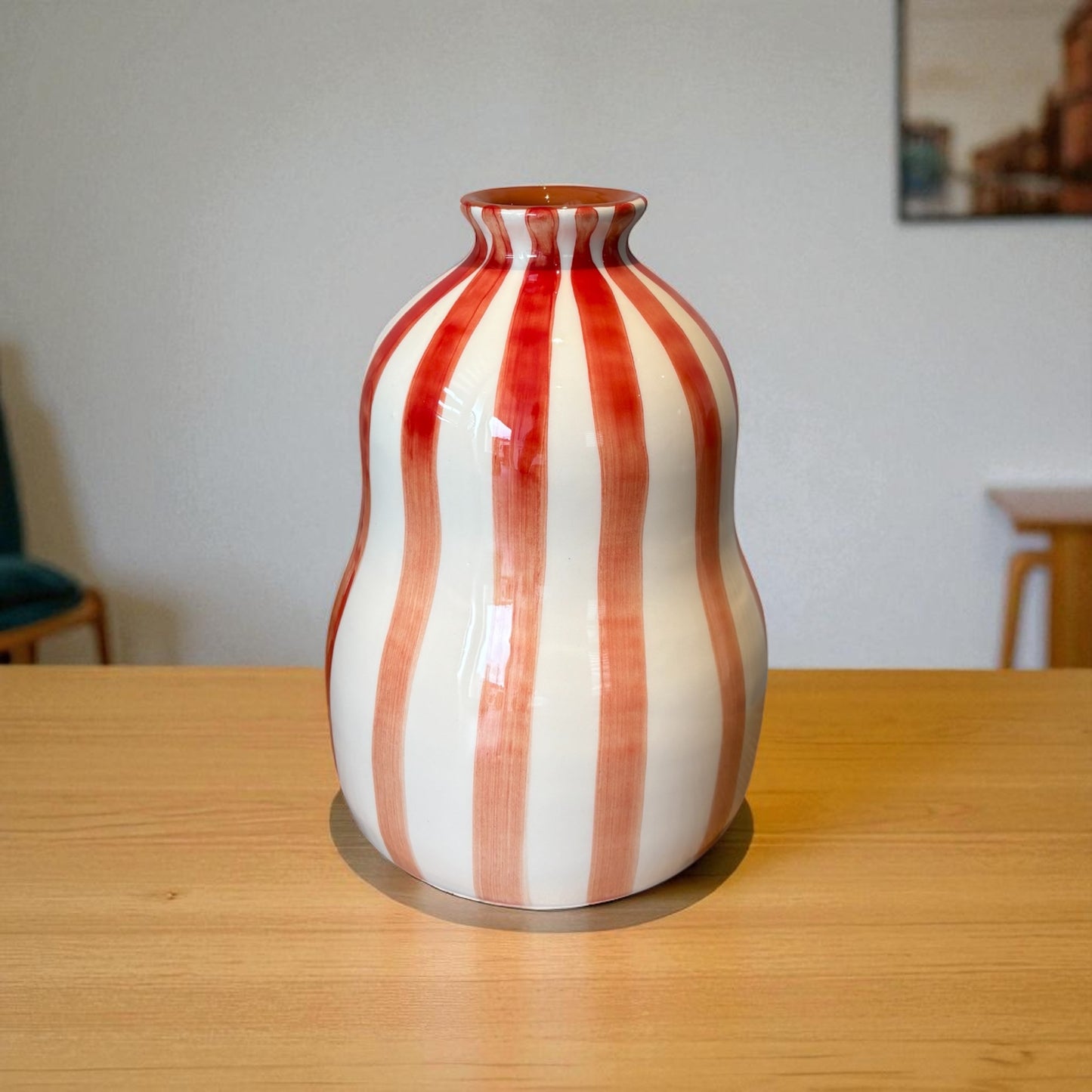 Vase rayures terracotta en grès