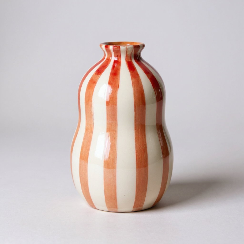 Vase rayures terracotta en grès